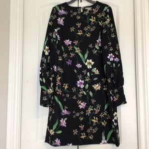 H&M Black Straight Floral Long Sleeves Mini Dress size 6